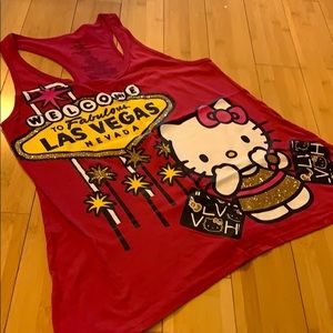 NWOT Hello Kitty Glitter Las Vegas Pink Tank L